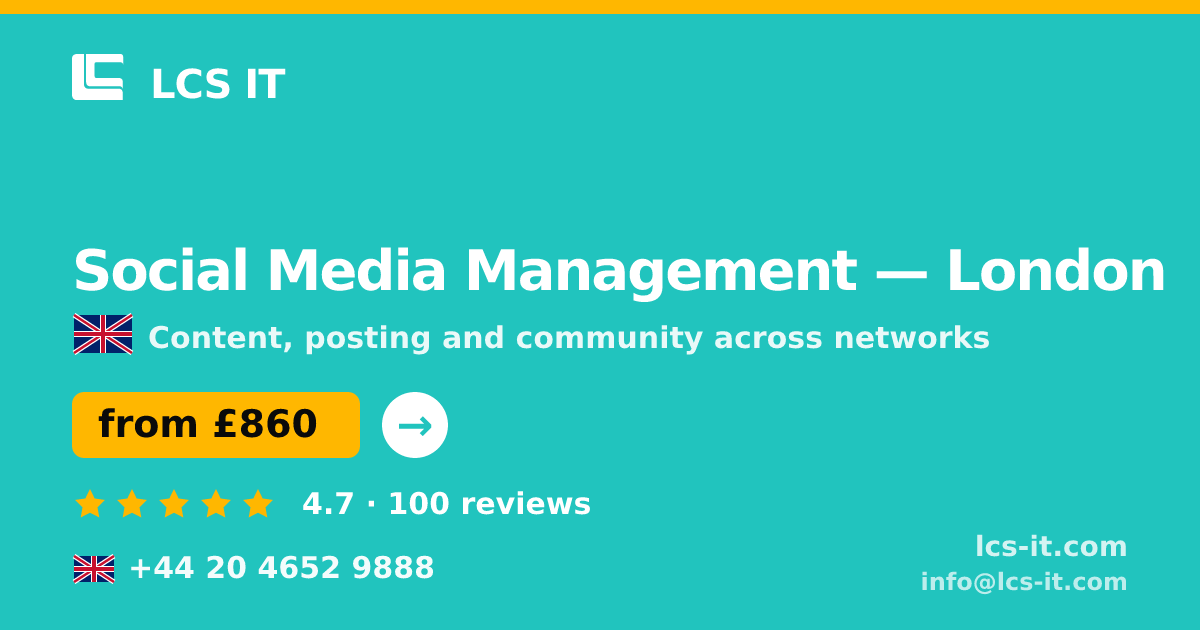 Social Media Management in London — from £860 per month, rated 4.7/5 by 100 reviews