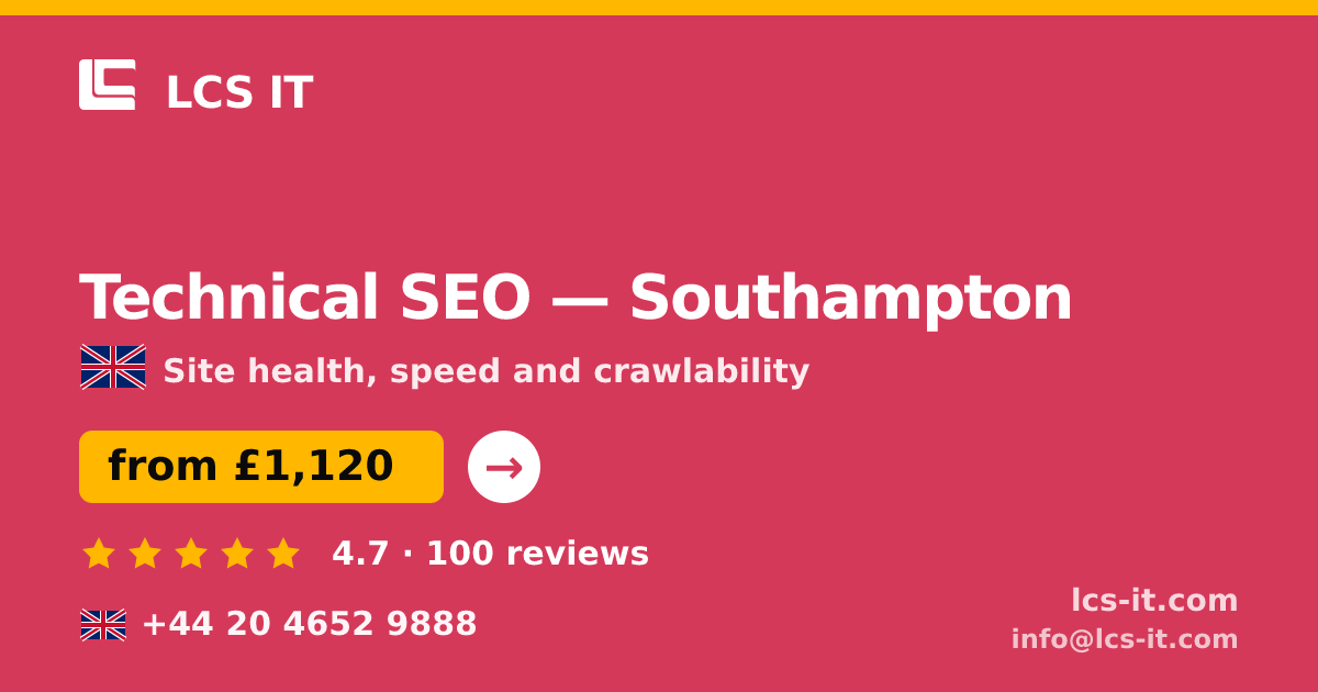 Technical SEO in Southampton — from £1,120 per project, rated 4.7/5 by 100 reviews
