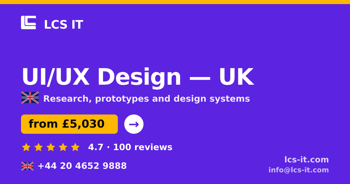 UI/UX Design in the UK — from £5,030 per project, rated 4.7/5 by 100 reviews