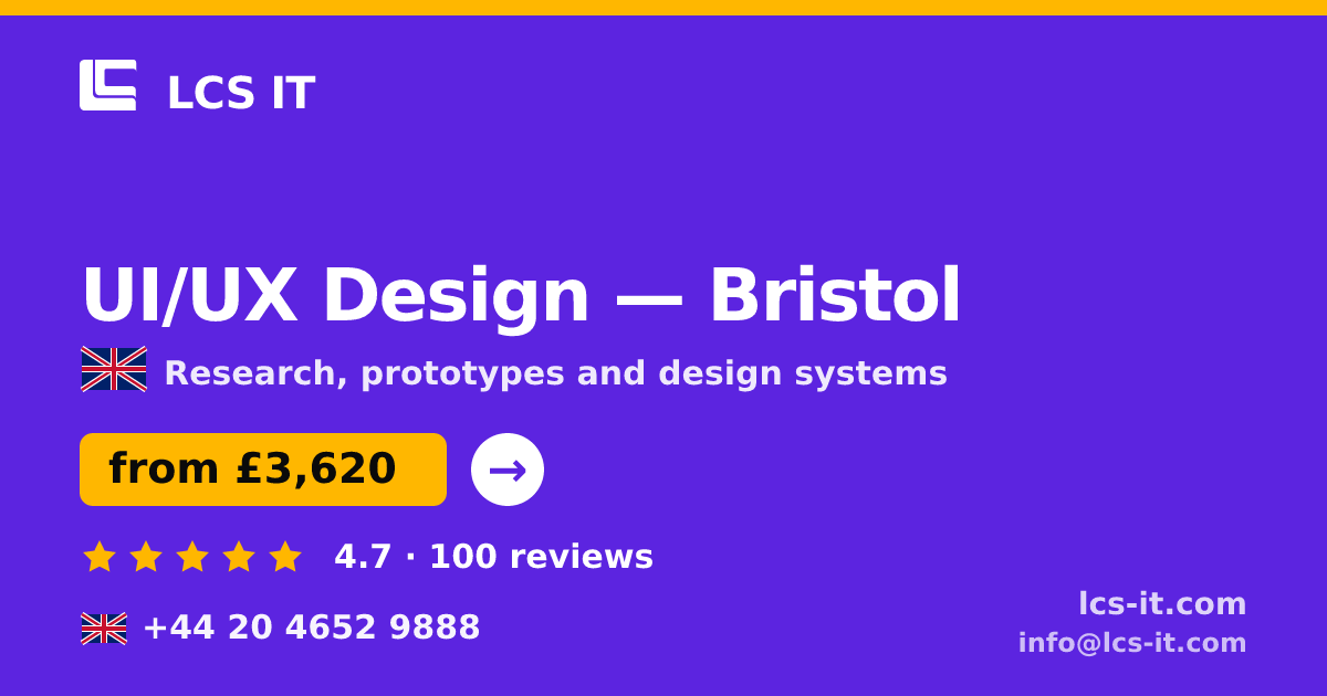 UI/UX Design in Bristol — from £3,620 per project, rated 4.7/5 by 100 reviews
