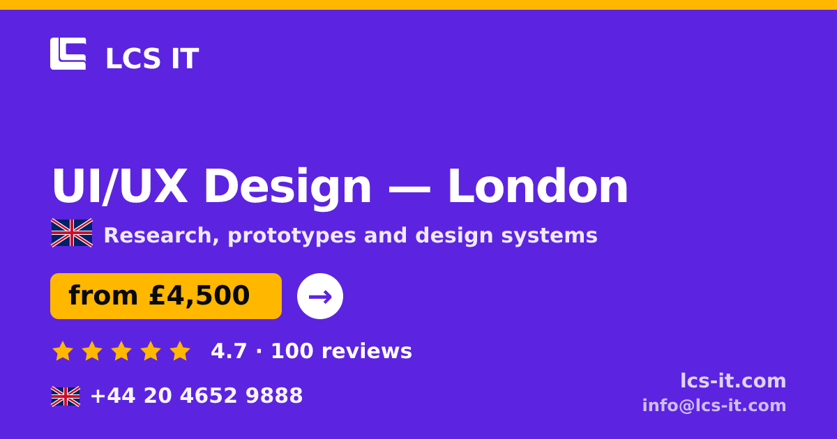 UI/UX Design in London — from £4,500 per project, rated 4.7/5 by 100 reviews