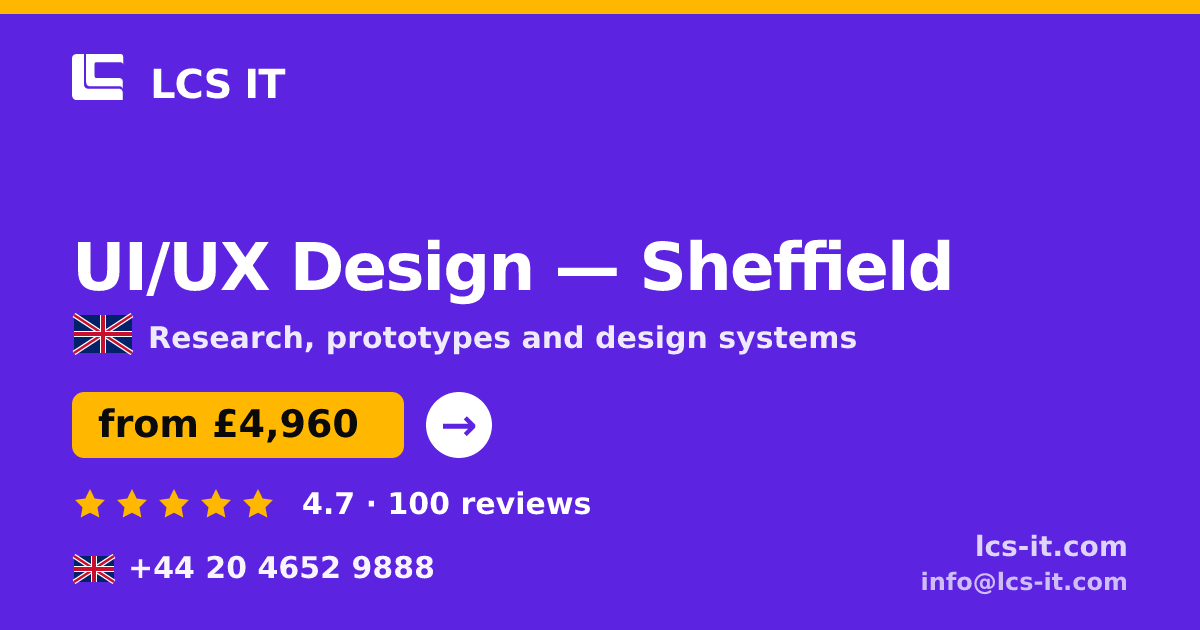UI/UX Design in Sheffield — from £4,960 per project, rated 4.7/5 by 100 reviews