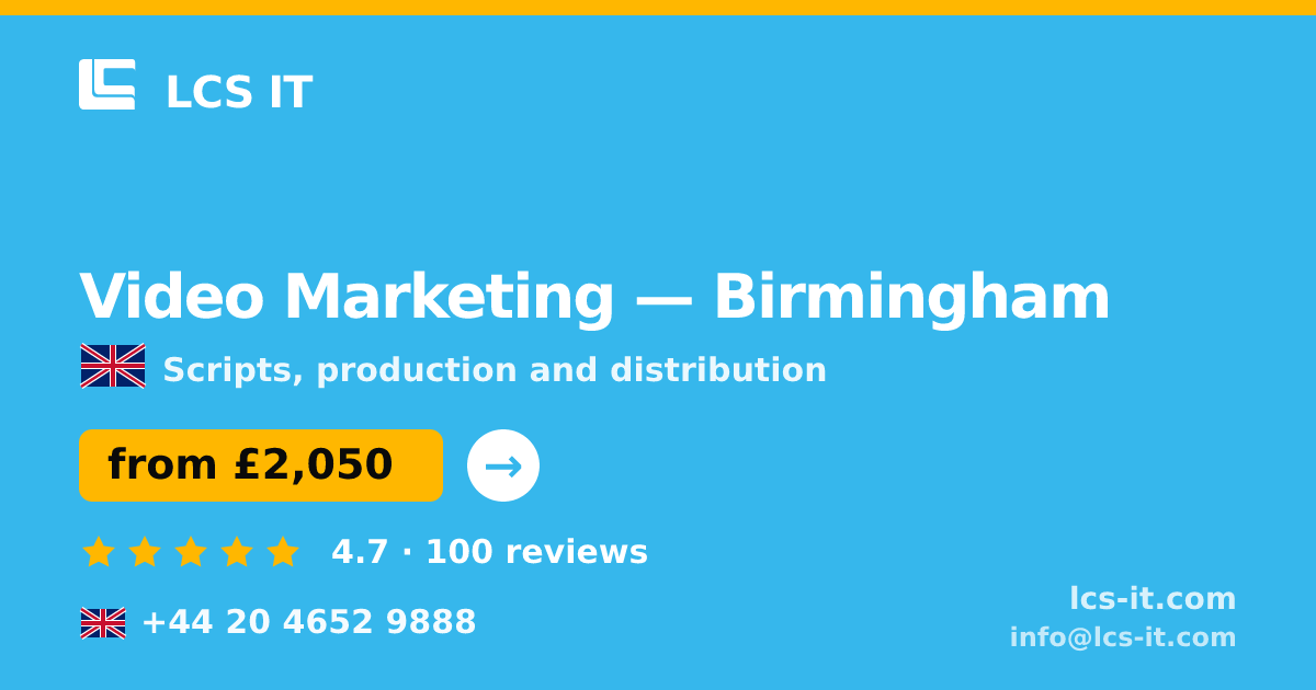 Video Marketing in Birmingham — from £2,050 per project, rated 4.7/5 by 100 reviews