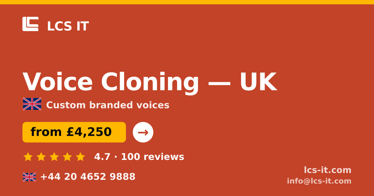 Voice Cloning in the UK — from £4,250 per project, rated 4.7/5 by 100 reviews