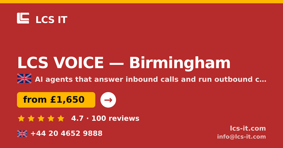 LCS VOICE in Birmingham — from £1,650 per month, rated 4.7/5 by 100 reviews