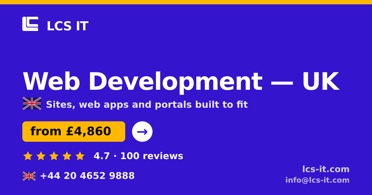 Web Development in the UK — from £4,860 per project, rated 4.7/5 by 100 reviews