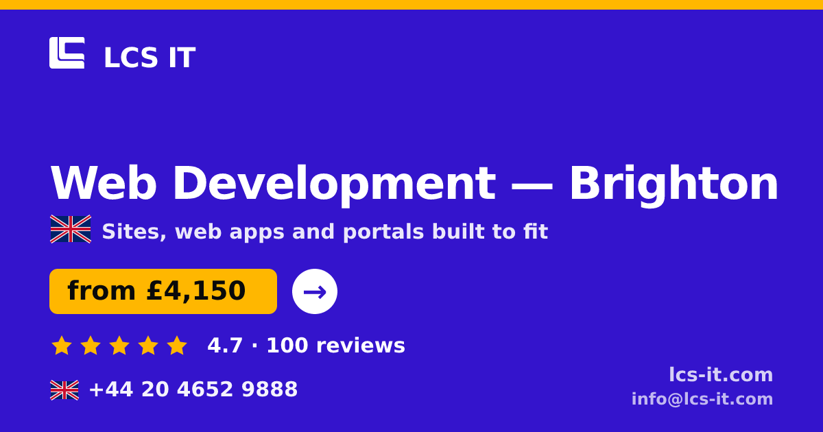 Web Development in Brighton — from £4,150 per project, rated 4.7/5 by 100 reviews