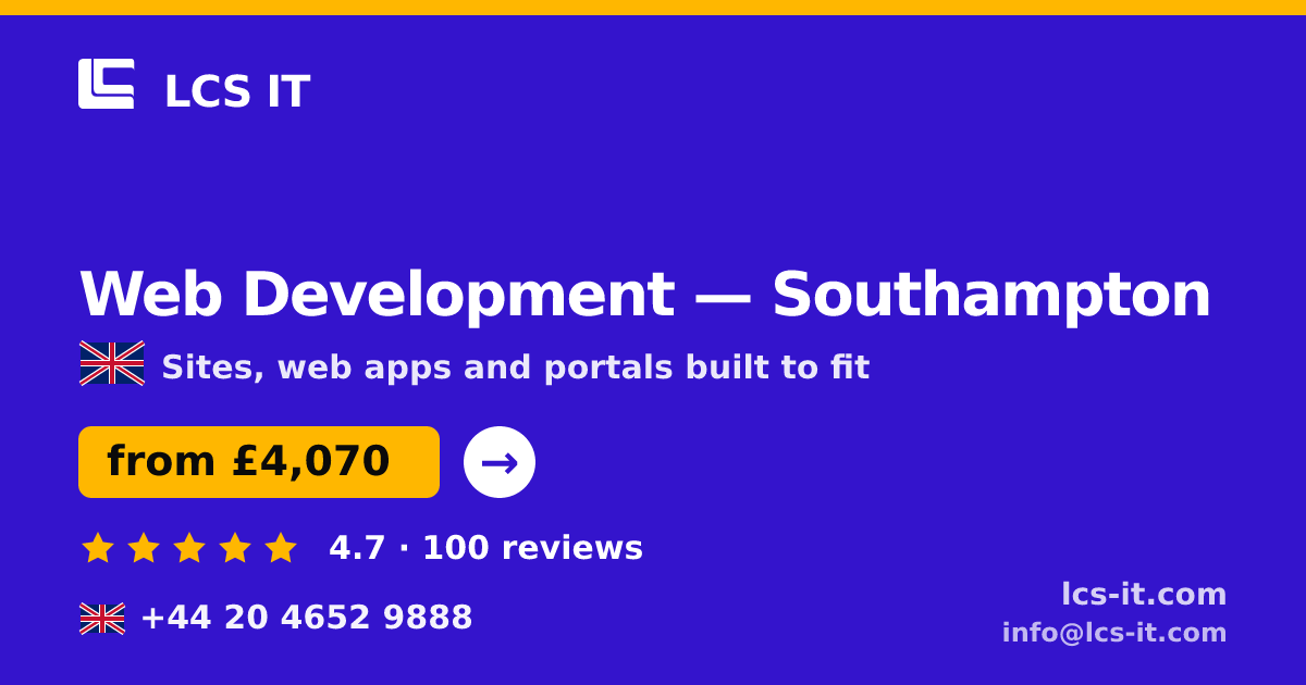 Web Development in Southampton — from £4,070 per project, rated 4.7/5 by 100 reviews