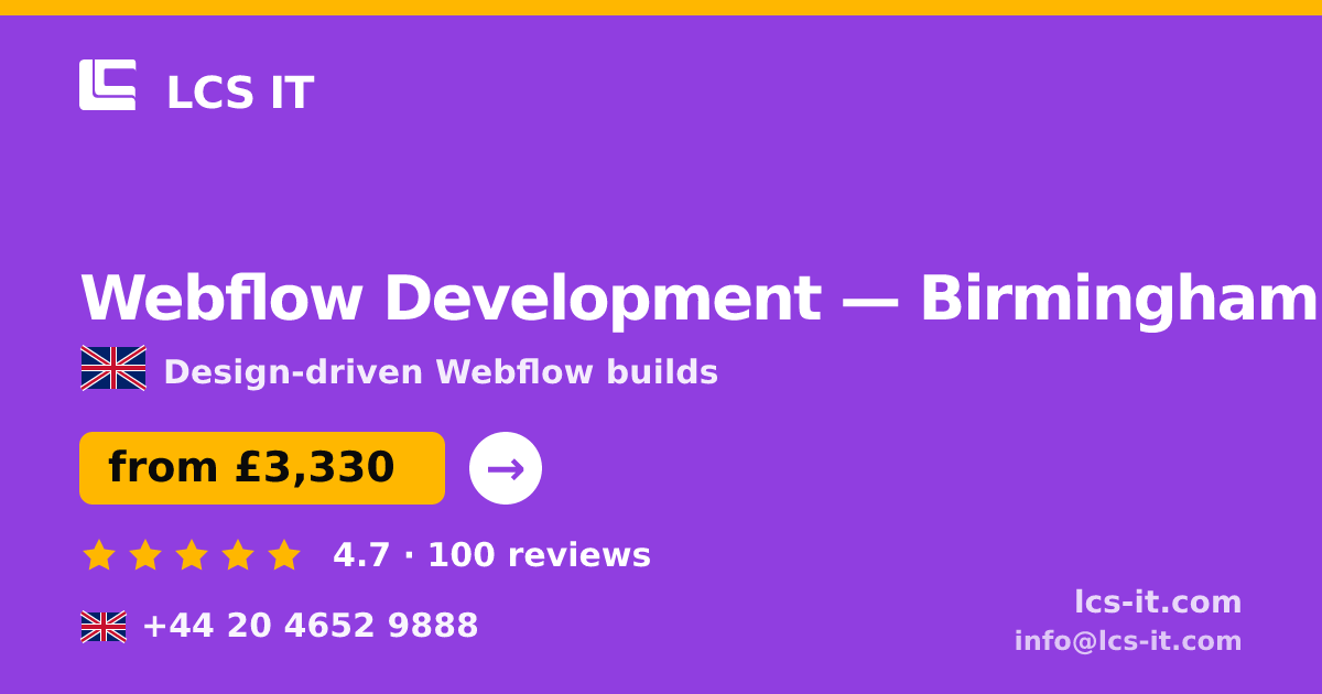 Webflow Development in Birmingham — from £3,330 per project, rated 4.7/5 by 100 reviews