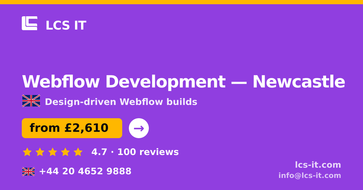 Webflow Development in Newcastle — from £2,610 per project, rated 4.7/5 by 100 reviews