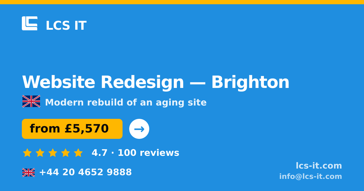 Website Redesign in Brighton — from £5,570 per project, rated 4.7/5 by 100 reviews
