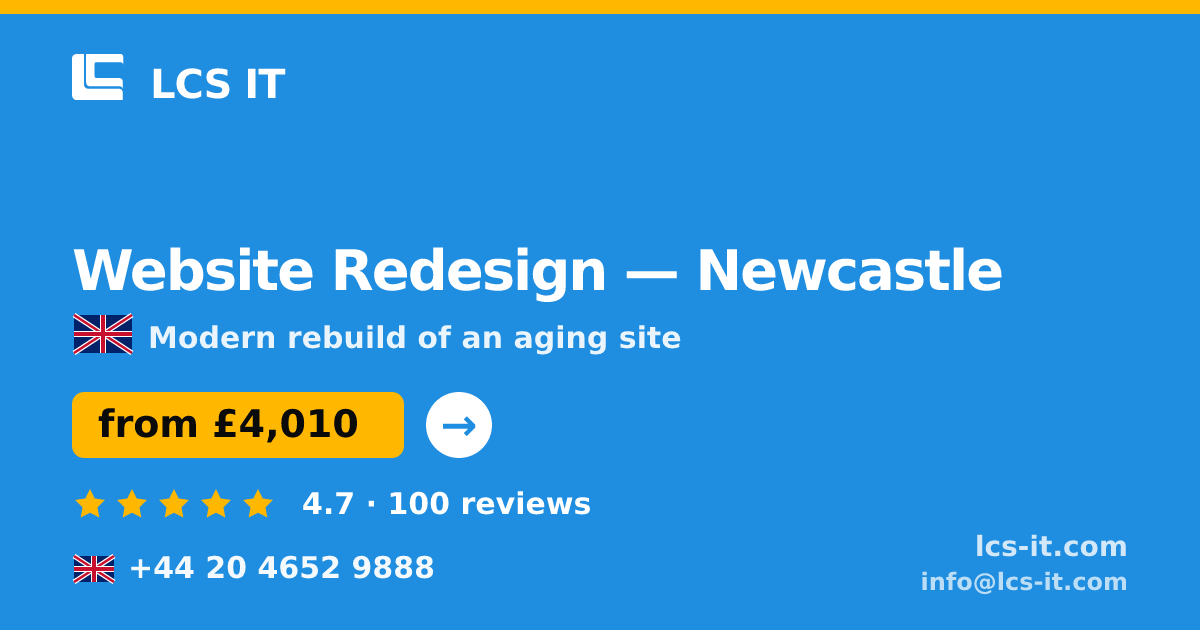 Website Redesign in Newcastle — from £4,010 per project, rated 4.7/5 by 100 reviews