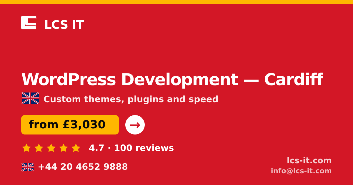 WordPress Development in Cardiff — from £3,030 per project, rated 4.7/5 by 100 reviews