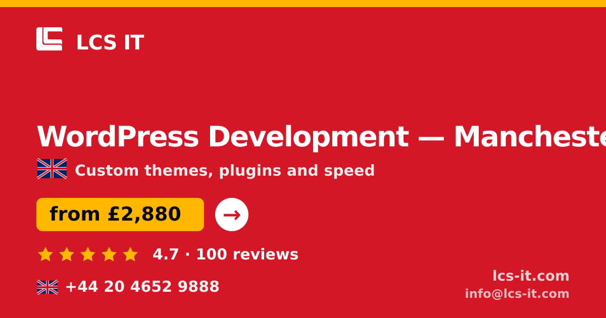WordPress Development in Manchester — from £2,880 per project, rated 4.7/5 by 100 reviews