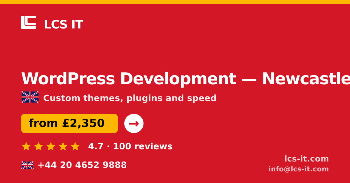 WordPress Development in Newcastle — from £2,350 per project, rated 4.7/5 by 100 reviews
