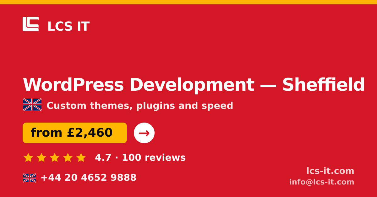 WordPress Development in Sheffield — from £2,460 per project, rated 4.7/5 by 100 reviews